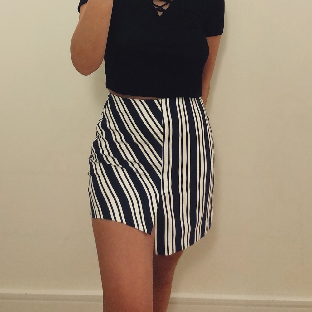 ZARA Asymmetrical Striped Skirt
